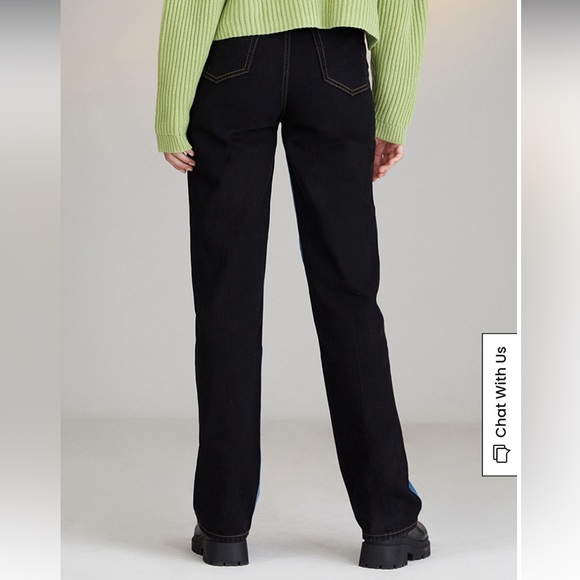 PacSun Eco Blue & Black Paneled 90s Boyfriend Jeans Size 25 - Picture 4 of 11